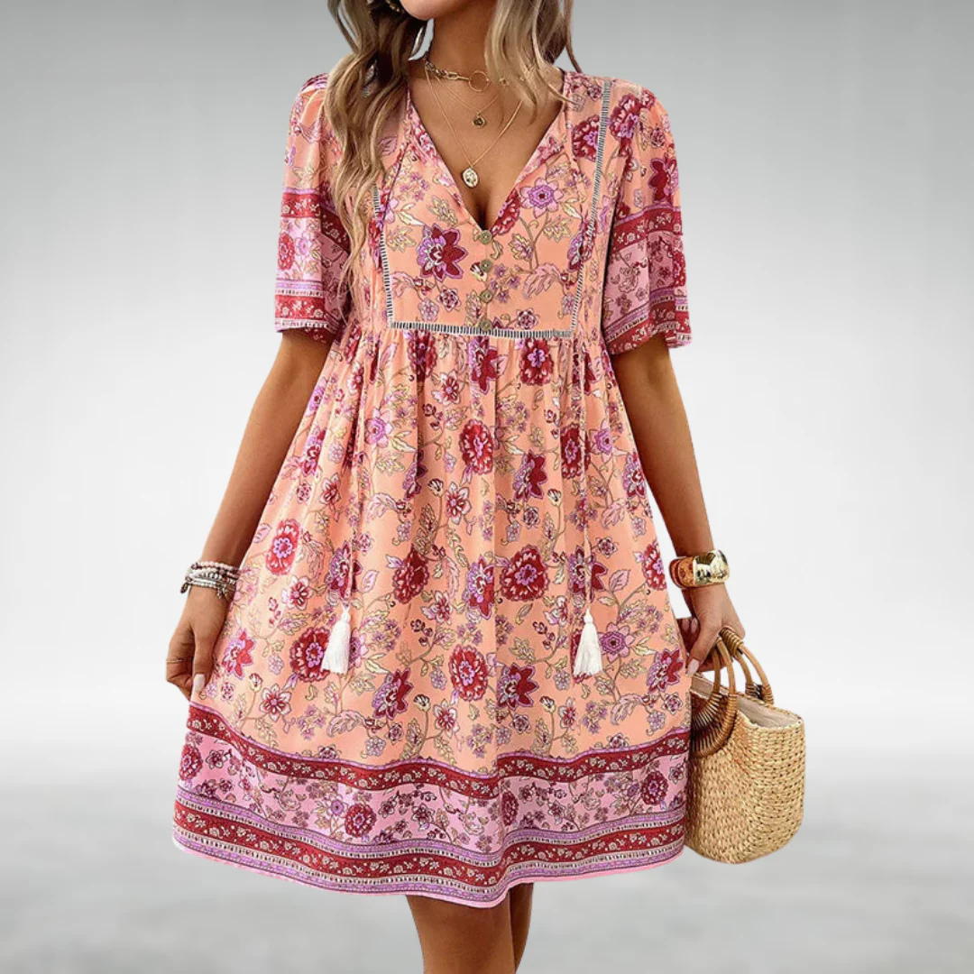 Lillian | Boho Floral Midi Dress – Lightweight & Flowy Fit