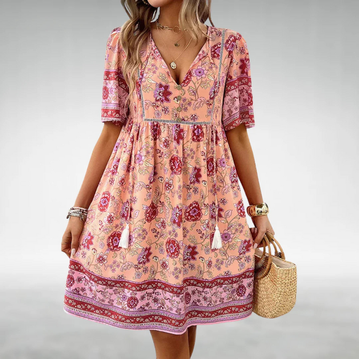 Lillian | Boho Floral Midi Dress – Lightweight & Flowy Fit