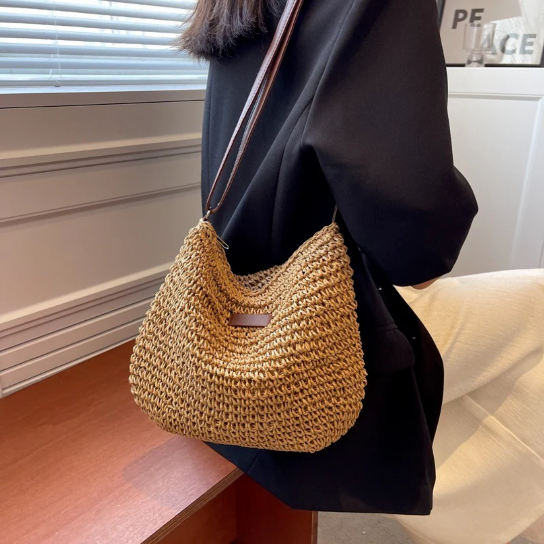 Ellie | Handmade Straw Shoulder Bag – Lightweight & Stylish