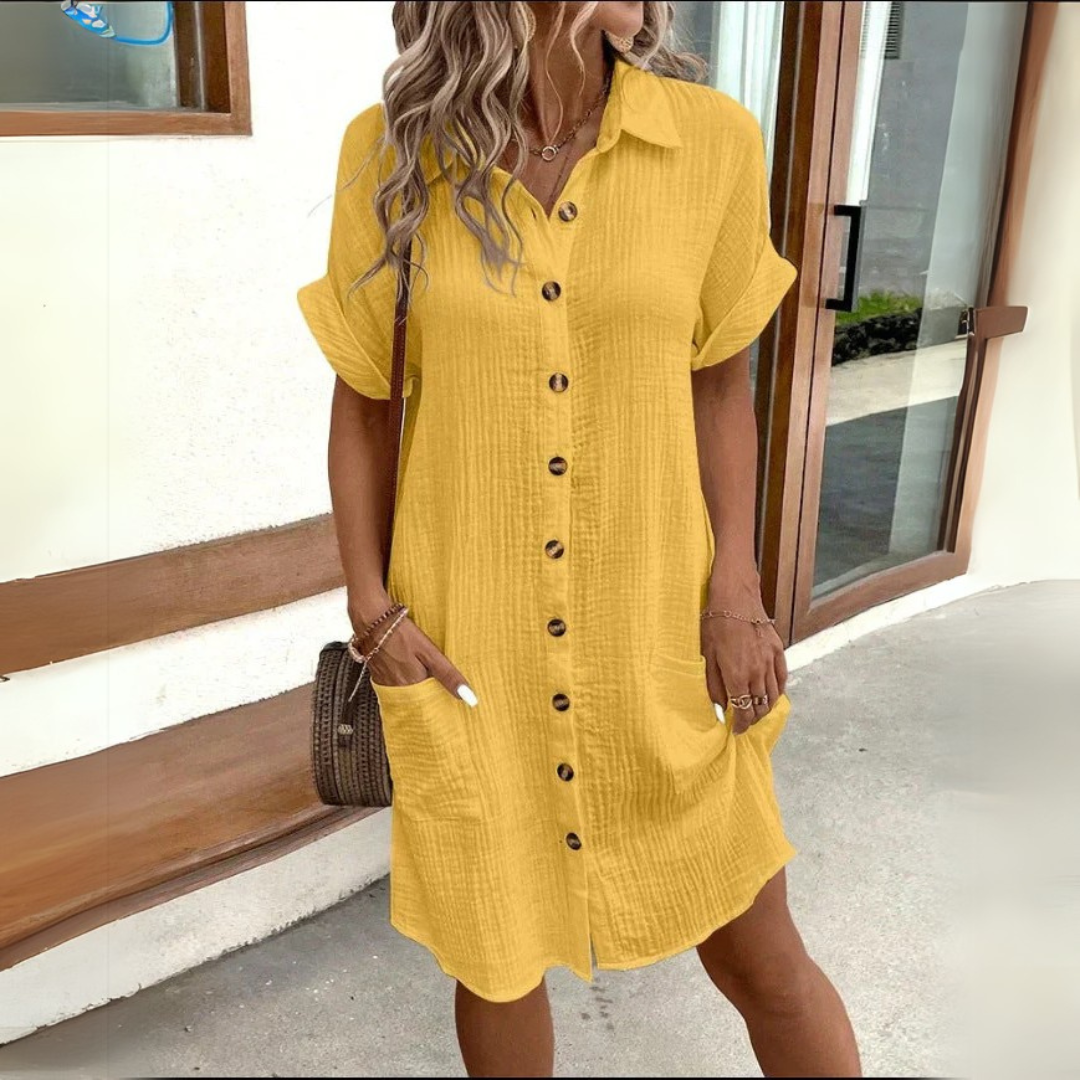 Isla | Casual Button Down Dress – Lightweight Cotton & Relaxed Fit