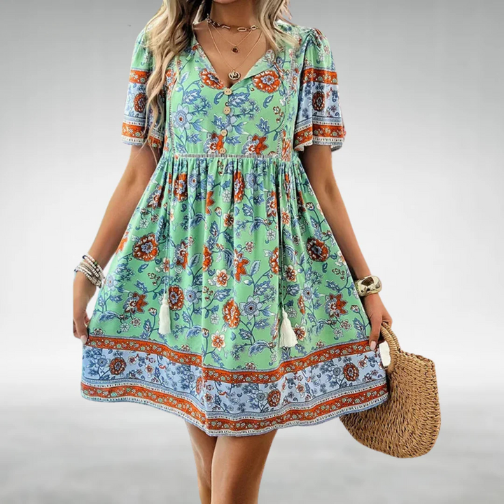 Lillian | Boho Floral Midi Dress – Lightweight & Flowy Fit