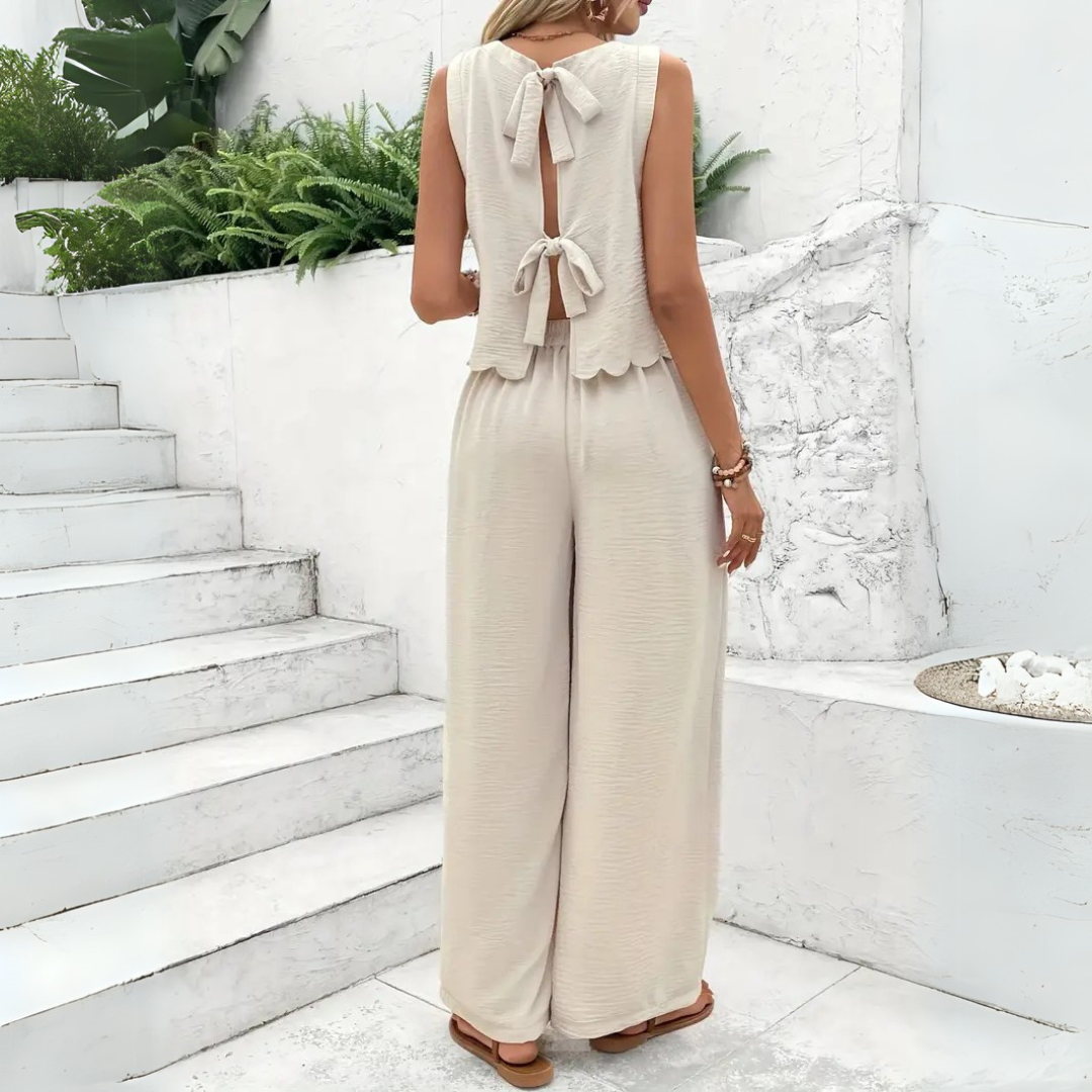 Scarlett | Elegant Two Piece Jumpsuit – Wide Leg Fit & Back Tie Detail