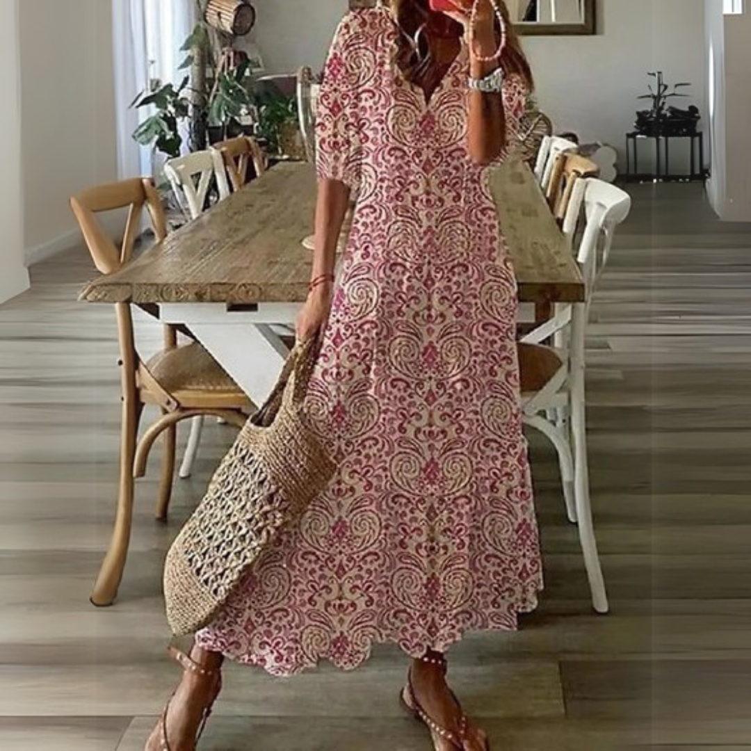 Elodie | Boho Floral Maxi Dress – Effortless Elegance & Comfort