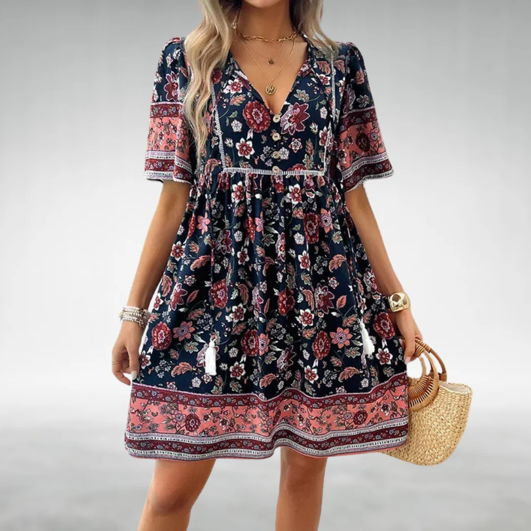 Lillian | Boho Floral Midi Dress – Lightweight & Flowy Fit