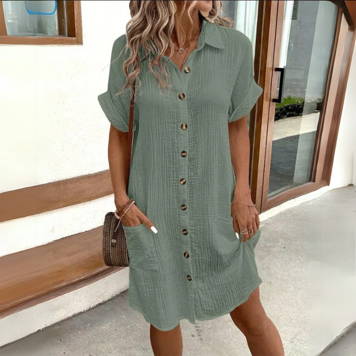 Isla | Casual Button Down Dress – Lightweight Cotton & Relaxed Fit