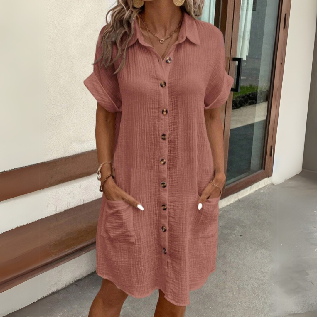 Isla | Casual Button Down Dress – Lightweight Cotton & Relaxed Fit