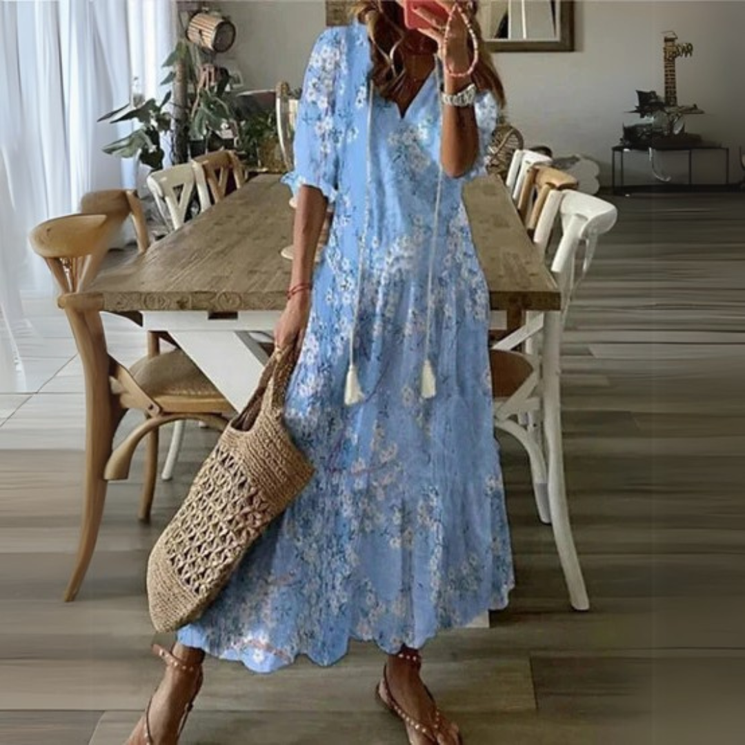 Elodie | Boho Floral Maxi Dress – Effortless Elegance & Comfort