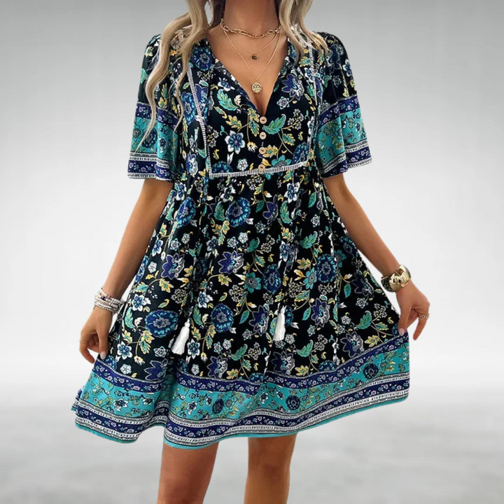 Lillian | Boho Floral Midi Dress – Lightweight & Flowy Fit