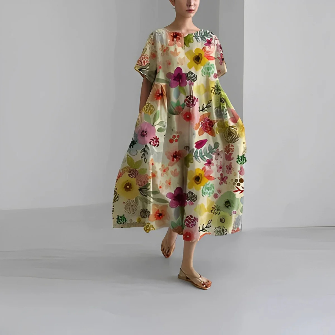 Ruby | Floral Print Loose Swing Dress – Flowy & Breathable