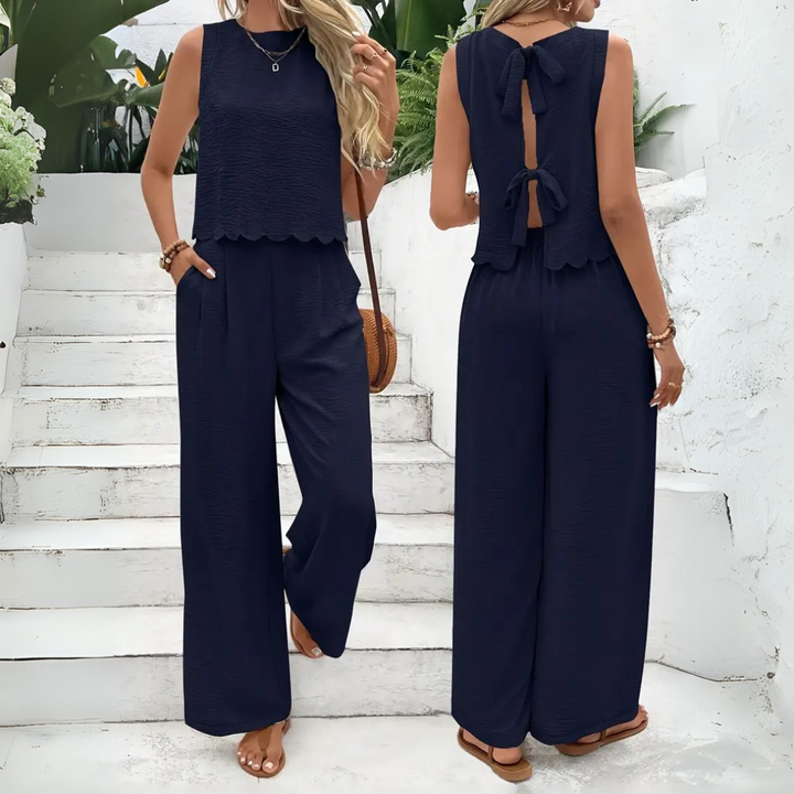 Scarlett | Elegant Two Piece Jumpsuit – Wide Leg Fit & Back Tie Detail