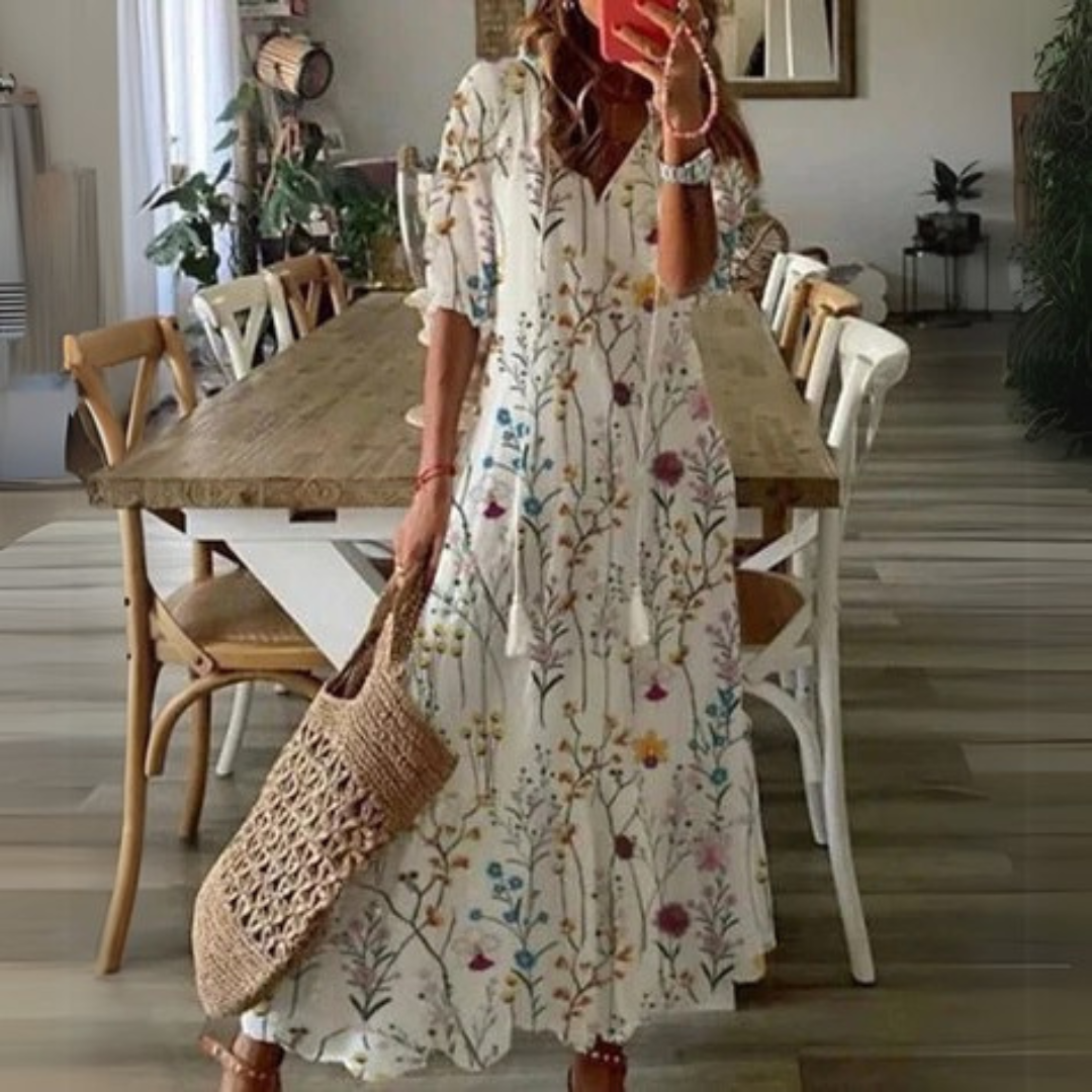 Elodie | Boho Floral Maxi Dress – Effortless Elegance & Comfort