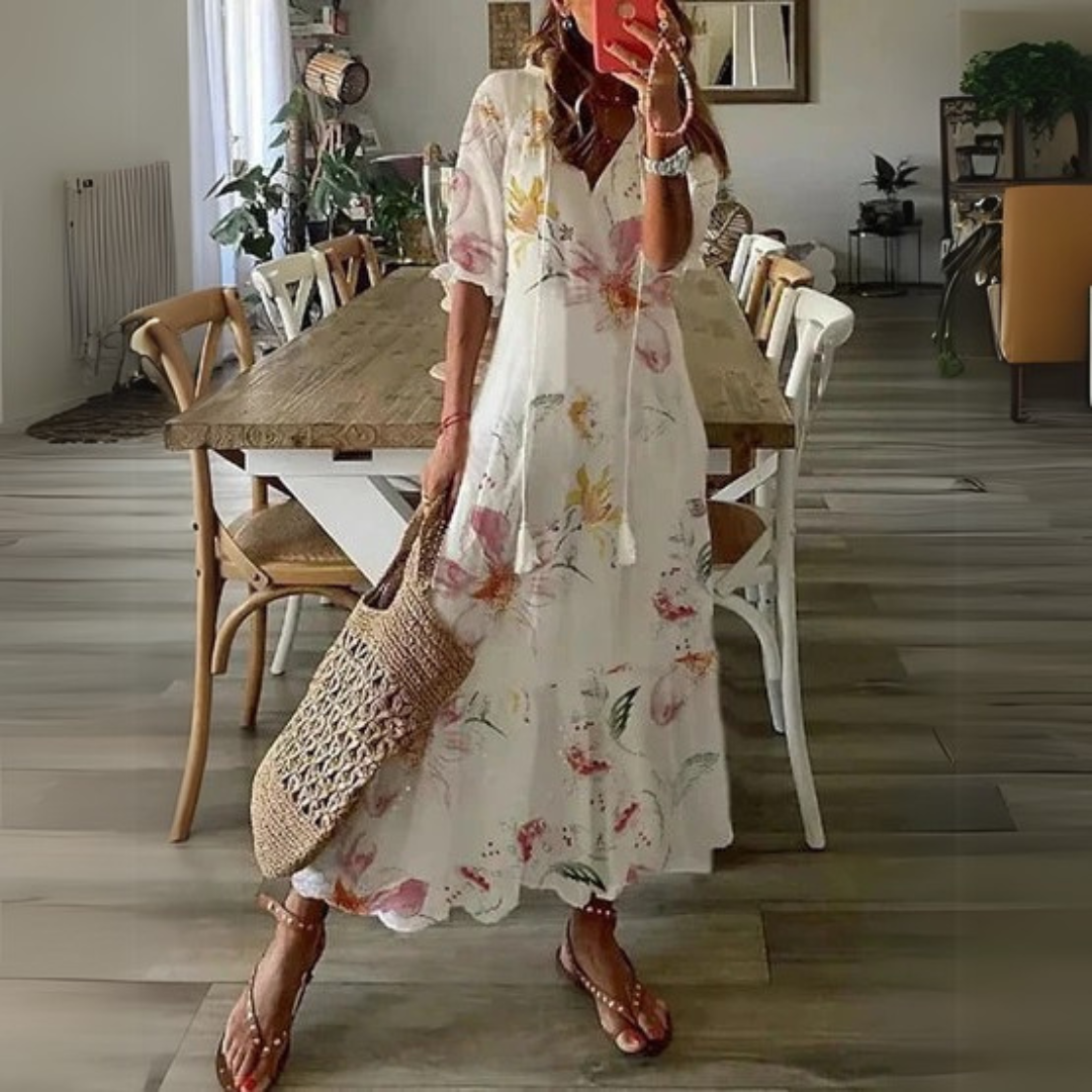 Elodie | Boho Floral Maxi Dress – Effortless Elegance & Comfort